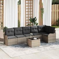 Sodo Sofų Rinkinys su pagalve 7 pcs Juoda Poli ratanas
