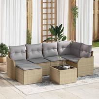 Sodo Sofų Rinkinys 7 pcs smėlio ir šviesiai pilkos spalvos