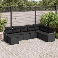 Sodo Sofų Rinkinys su pagalve 8 pcs Juoda Poli ratanas