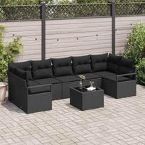Sodo Sofų Rinkinys 8 pcs Juoda Poli ratanas, plienas ir stiklas