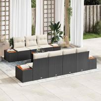 Sodo Sofų Rinkinys su pagalve 8 pcs Juoda Poli ratanas