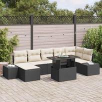 Sodo Sofų Rinkinys su saugykla 8 pcs Juoda Poli ratanas