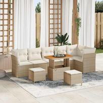 Sodo Sofų Rinkinys su pagalve 9 pcs smėlio ir kreminės spalvos