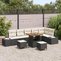 Sodo Sofų Rinkinys su pagalve 9 pcs Juoda Poli ratanas