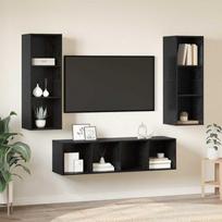 TV spintelių komplektas 3 pcs Juodas ąžuolas Apdirbta mediena