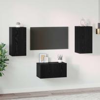 TV spintelių komplektas 3 pcs Juodas ąžuolas Apdirbta mediena