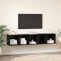 TV spintelės komplektas 2 pcs Juodas ąžuolas Apdirbta mediena