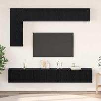 TV spintelių komplektas 6 pcs Juodas ąžuolas Apdirbta mediena
