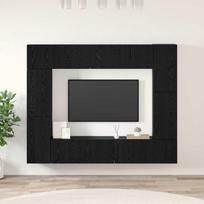 TV spintelių komplektas 8 pcs Juodas ąžuolas Apdirbta mediena