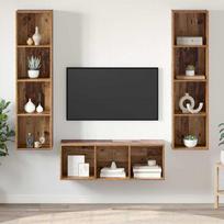 TV spintelių komplektas 3 pcs Senovinis medis Apdirbta mediena