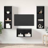 TV spintelių komplektas Juodas ąžuolas 37 x 37 x 107 cm