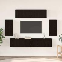 TV spintelių komplektas 6 pcs Juodas ąžuolas Apdirbta mediena
