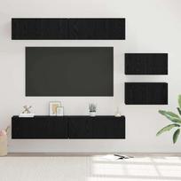 TV spintelių komplektas 6 pcs Juodas ąžuolas Apdirbta mediena