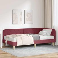 Kampinė lovos konstrukcija Vyno raudona 90 x 200 cm audinys