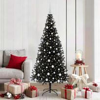 Kalėdų eglutė su 300 LED s stovu Juoda 180 cm PVC