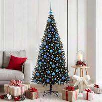 Kalėdų eglutė su 300 LED s stovu Juoda 180 cm PVC