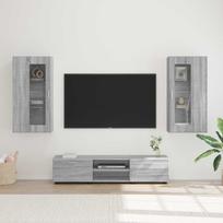 TV spintelių komplektas su stalčių FLORIN 3 pcs Pilkas Sonoma