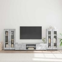 TV spintelių komplektas su stalčių FLORIN 3 pcs Betono pilka