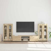 TV spintelių komplektas su stalčių FLORIN 3 pcs Sonoma ąžuolas