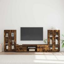 TV spintelių komplektas su stalčių FLORIN 3 pcs Rūkyta ąžuolas