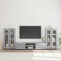 TV spintelių komplektas su stalčių FLORIN 3 pcs Pilkas Sonoma