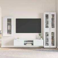 TV spintelių komplektas FLORIN 3 pcs Balta Apdirbta mediena