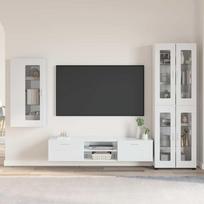 TV spintelių komplektas FLORIN 3 pcs Aukštai blizganti balta
