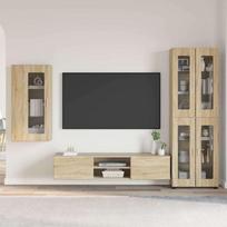 TV spintelių komplektas su stalčių FLORIN 3 pcs Sonoma ąžuolas