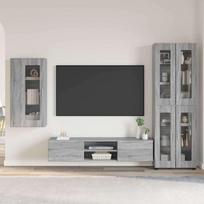 TV spintelių komplektas su stalčių FLORIN 3 pcs Pilkas Sonoma