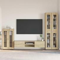 TV spintelių komplektas su stalčių FLORIN 3 pcs Sonoma ąžuolas