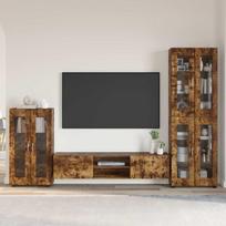 TV spintelių komplektas su stalčių FLORIN 3 pcs Rūkyta ąžuolas