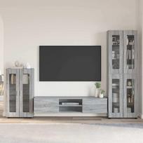 TV spintelių komplektas su stalčių FLORIN 3 pcs Pilkas Sonoma