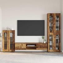 TV spintelių komplektas su stalčių FLORIN 3 pcs Senas medis