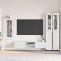 TV spintelių komplektas FLORIN 3 pcs Aukštai blizganti balta