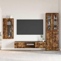 TV spintelių komplektas su stalčių FLORIN 3 pcs Rūkyta ąžuolas
