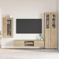 TV spintelių komplektas su stalčių FLORIN 3 pcs Sonoma ąžuolas