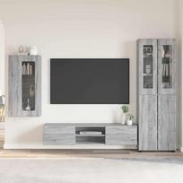 TV spintelių komplektas su stalčių FLORIN 3 pcs Pilkas Sonoma