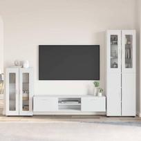 TV spintelių komplektas FLORIN 3 pcs Balta Apdirbta mediena
