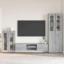 TV spintelių komplektas su stalčių FLORIN 3 pcs Pilkas Sonoma