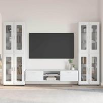 TV spintelių komplektas FLORIN 3 pcs Balta Apdirbta mediena