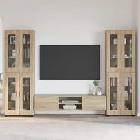 TV spintelių komplektas su stalčių FLORIN 3 pcs Sonoma ąžuolas