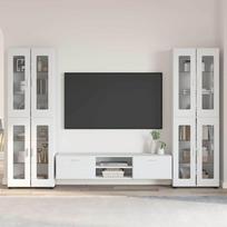 TV spintelių komplektas FLORIN 3 pcs Aukštai blizganti balta