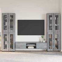 TV spintelių komplektas su stalčių FLORIN 3 pcs Pilkas Sonoma