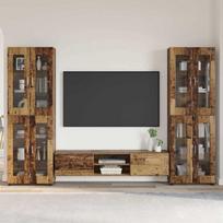 TV spintelių komplektas su stalčių FLORIN 3 pcs Senas medis