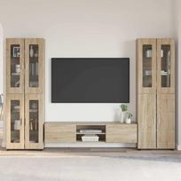 TV spintelių komplektas su stalčių FLORIN 3 pcs Sonoma ąžuolas