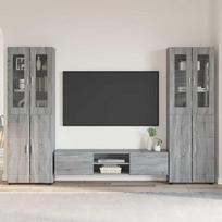 TV spintelių komplektas su stalčių FLORIN 3 pcs Pilkas Sonoma