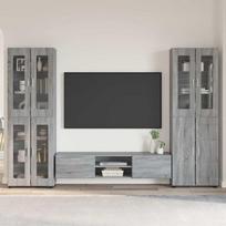 TV spintelių komplektas su stalčių FLORIN 3 pcs Pilkas Sonoma
