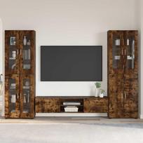 TV spintelių komplektas su stalčių FLORIN 3 pcs Rūkyta ąžuolas