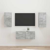 TV spintelių komplektas 2 pcs Betono pilka Apdirbta mediena