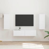TV spintelių komplektas 2 pcs Balta Apdirbta mediena